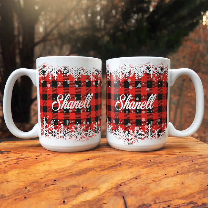 Personalized Winter Buffalo Plaid Full Wrap Mug